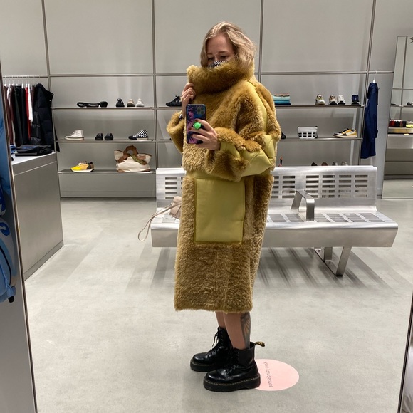 ACNE Studios Lamb Shearling Sheepskin coat teddy bear Green Brown - Picture 4 of 16